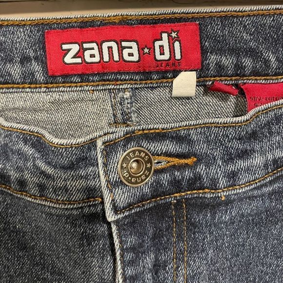 Zana Di Y2K Medium Wash Faded Sparkly Flare Mid Rose Denim Blue Jeans - Picture 8 of 10